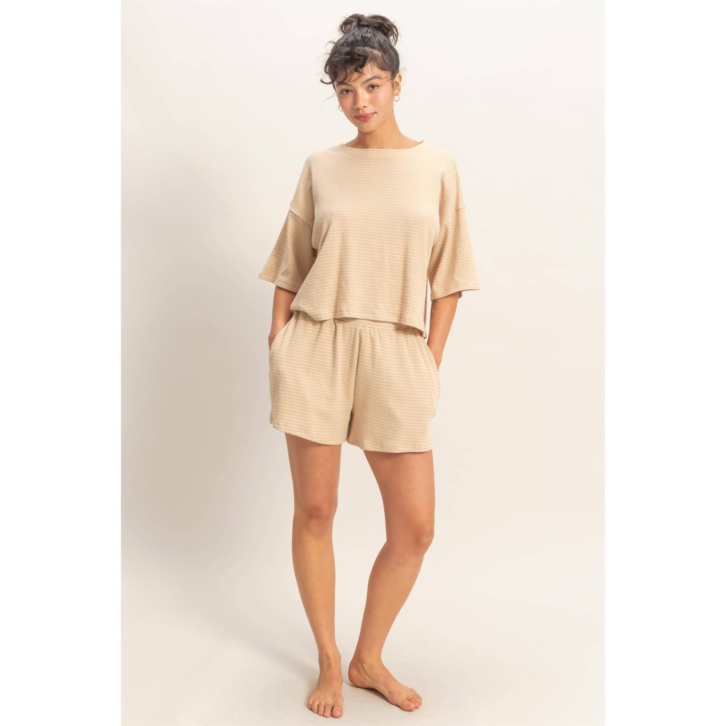 Golden Hour Taupe Striped Set