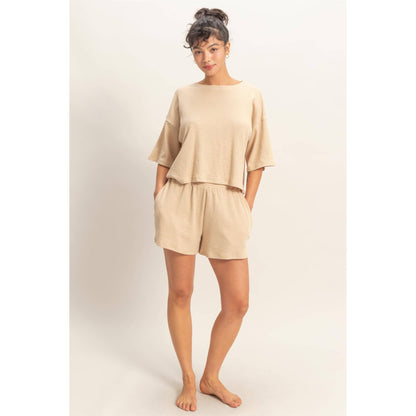 Golden Hour Taupe Striped Set