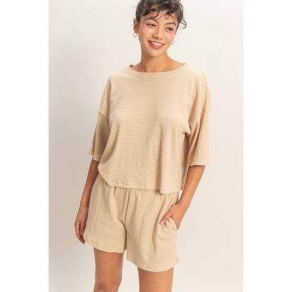 Golden Hour Taupe Striped Set