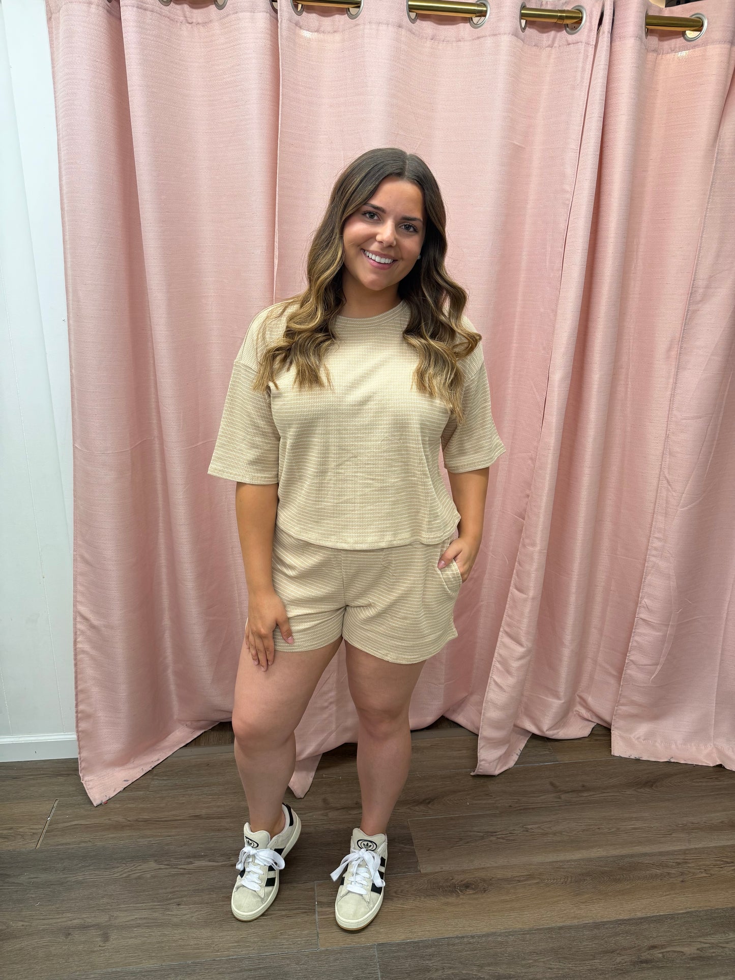 Golden Hour Taupe Striped Set