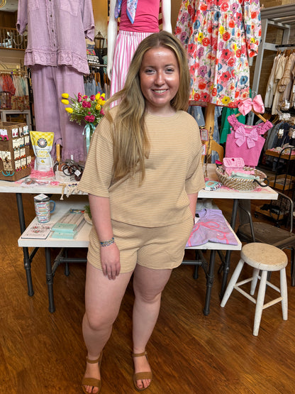 Golden Hour Taupe Striped Set