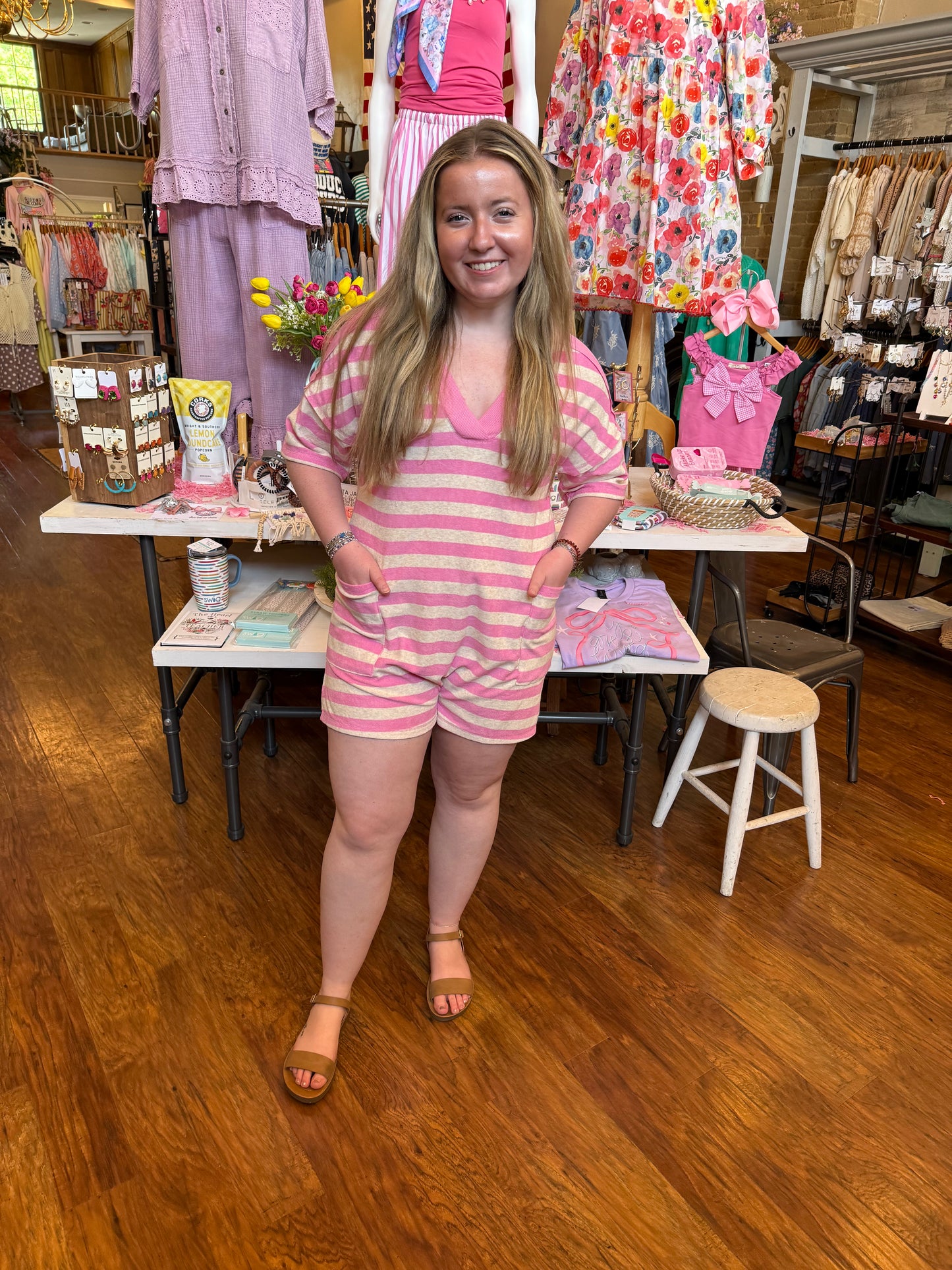Pink Sands Stripe Romper