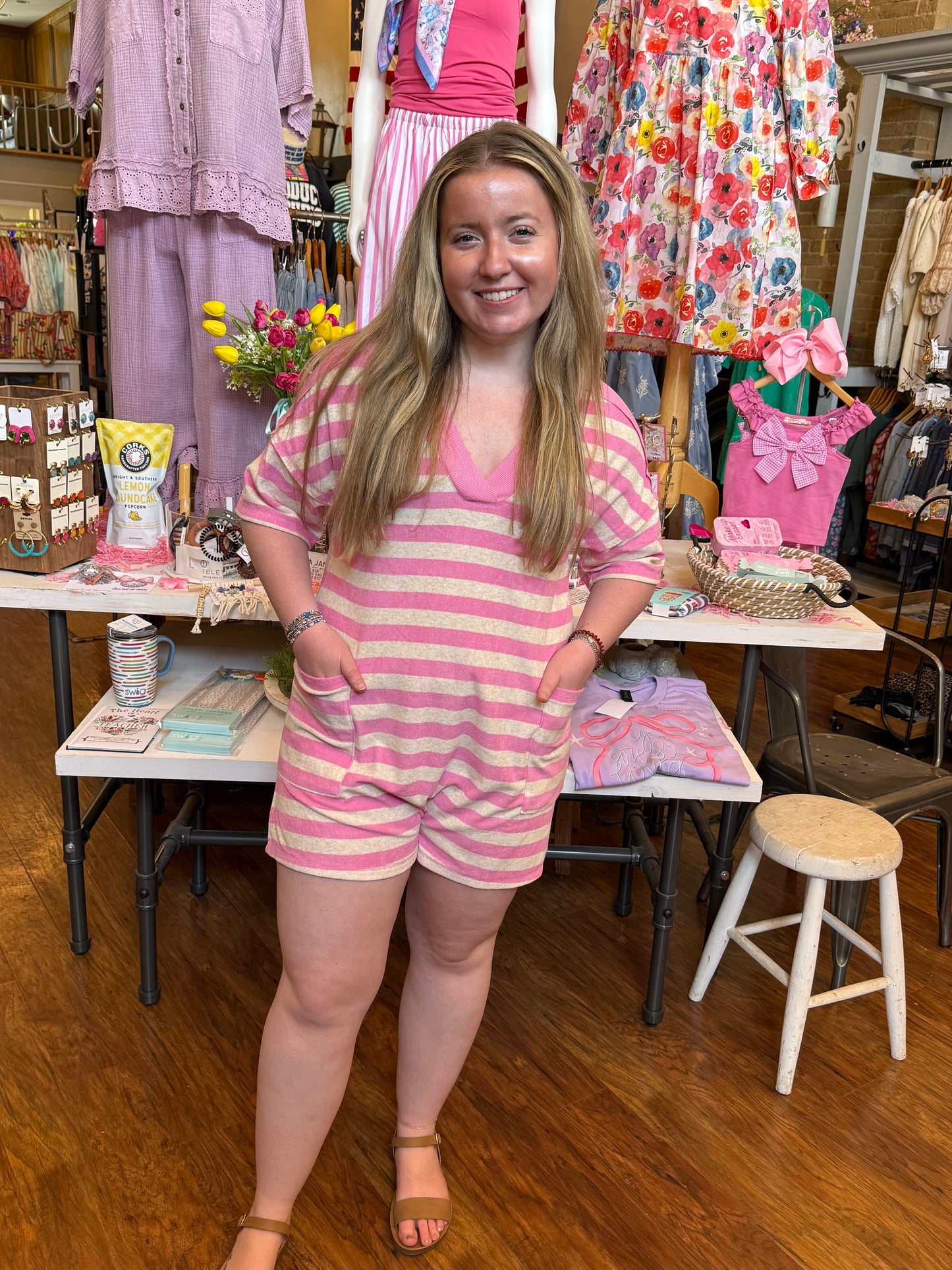 Pink Sands Stripe Romper